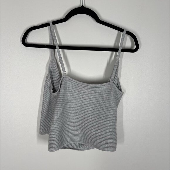 Aerie Women XL Gray Ribbed Knit Wool Blend Crop Cross Front Sweater Tank Top NWT - Picture 10 of 10